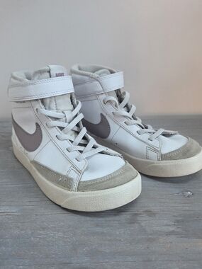Nike Kids White and Purple High-Top Sneakers